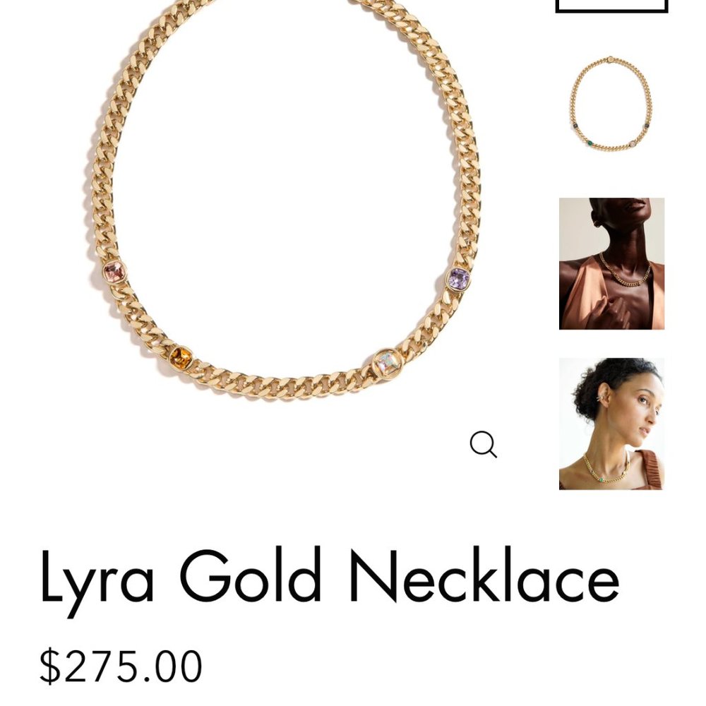 NWOT Demarson Lyra 16" gold chain necklace w assorted gemstones